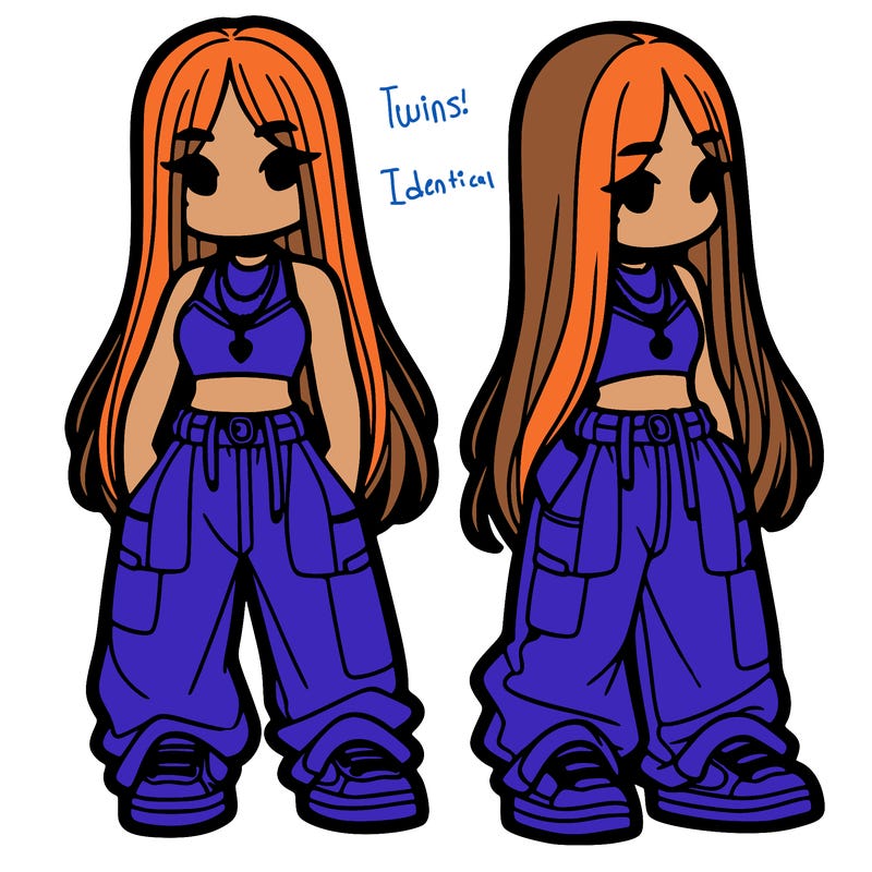 girl in baggy pants crop top and long hair