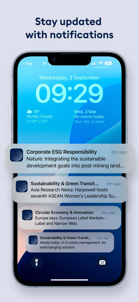 Retriever | Media Monitoring - iPhone lock screen displaying real-time corporate news alerts and media monitoring notifications