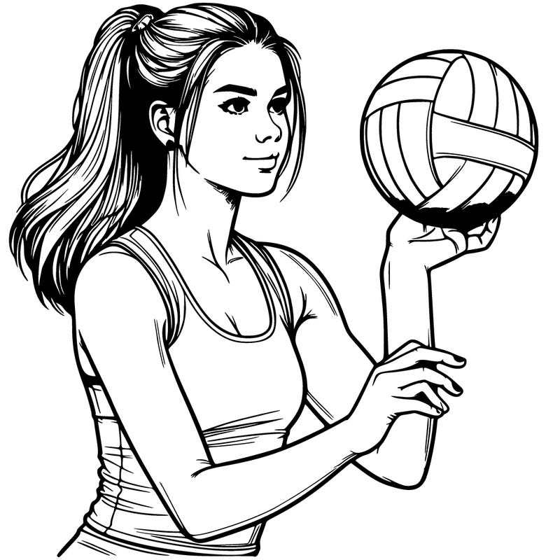 realistic teenage girl playing volleyball