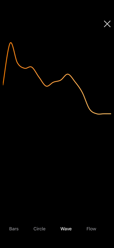 FM Radio - Local City &Country - Visualizador de onda de audio naranja en la aplicación móvil Radio FM