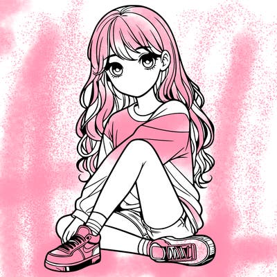 girl sitting realistic