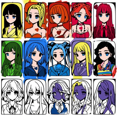 girls that look diffrent anime