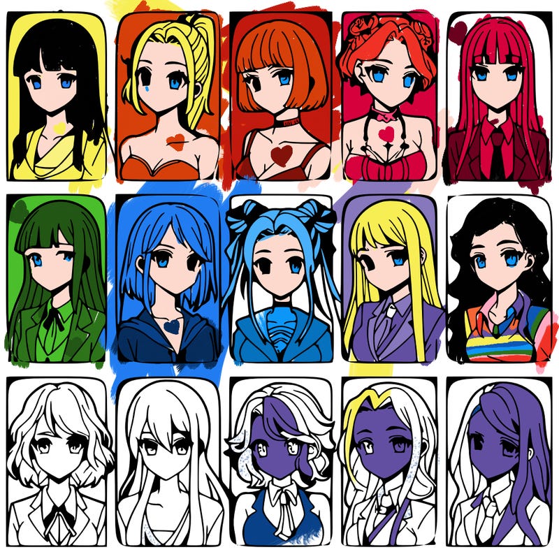 girls that look diffrent anime