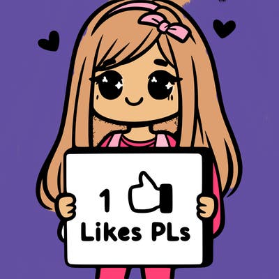 girl holding a sign saying 10 likes pls
