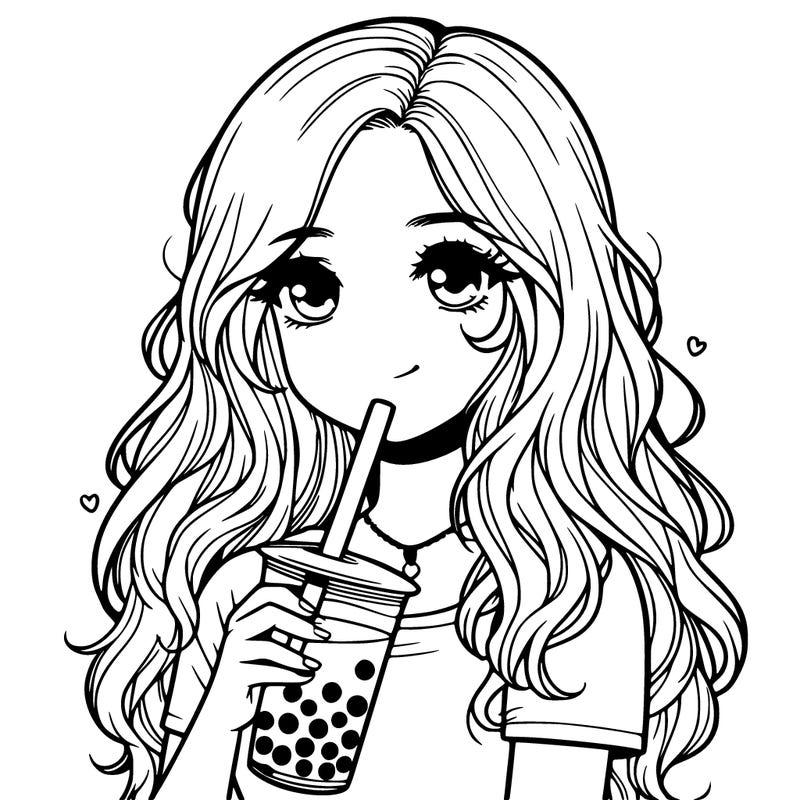 a realistic girl holding boba tea