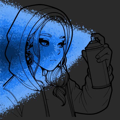 a realistic girl, spray painting