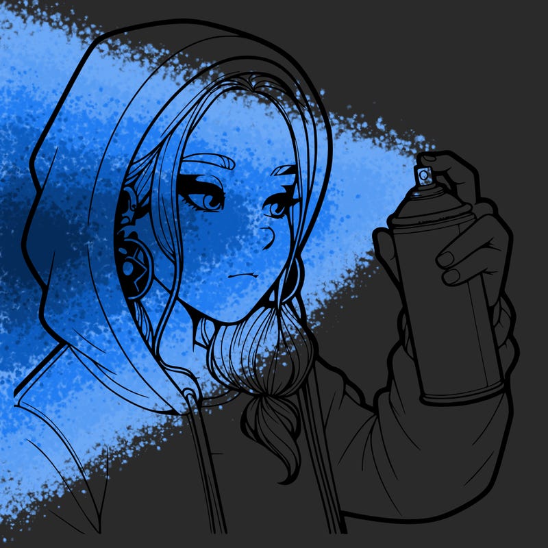 a realistic girl, spray painting