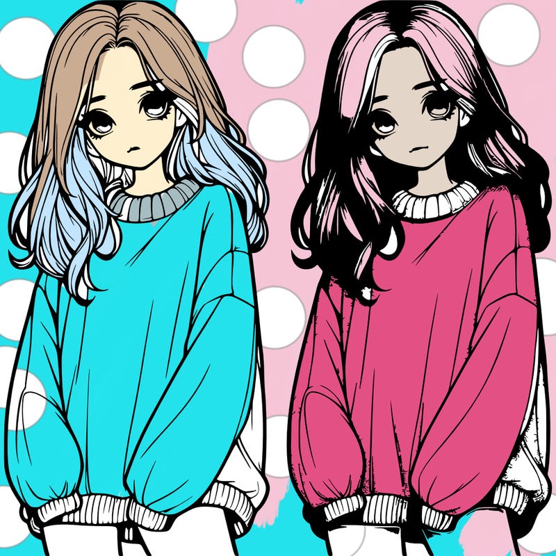 realistic girl with baggy sweater