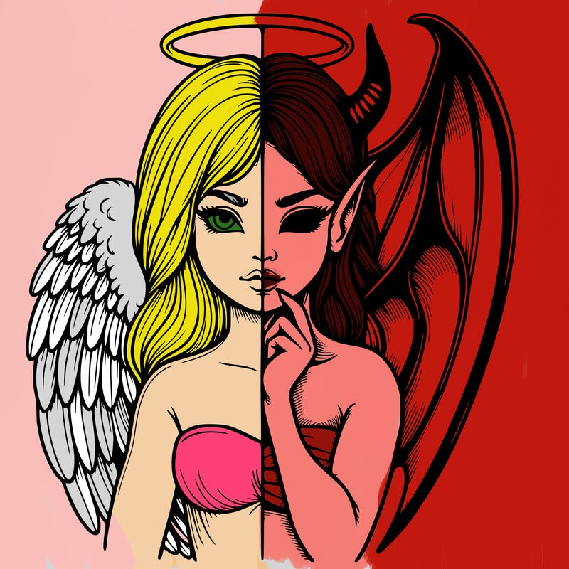 realistic angel half demon