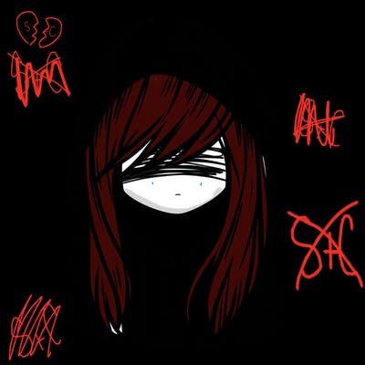 girl with hair covering her face and wearing a hoodie