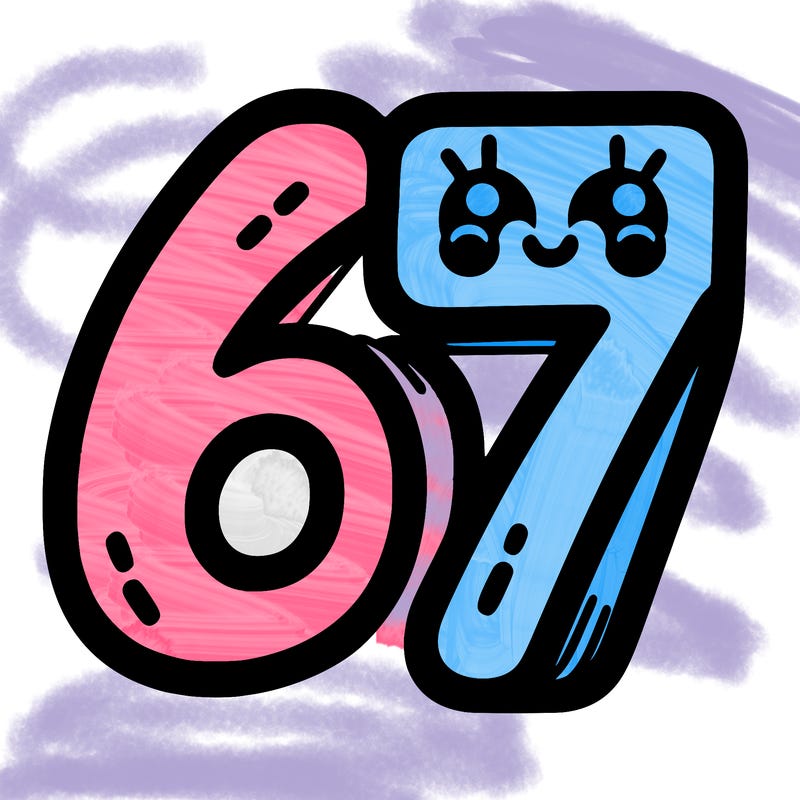the numbers 67