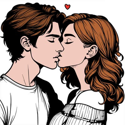 realistic couple kissing