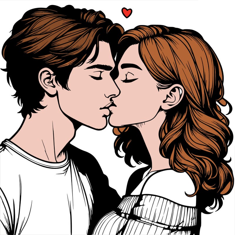 realistic couple kissing