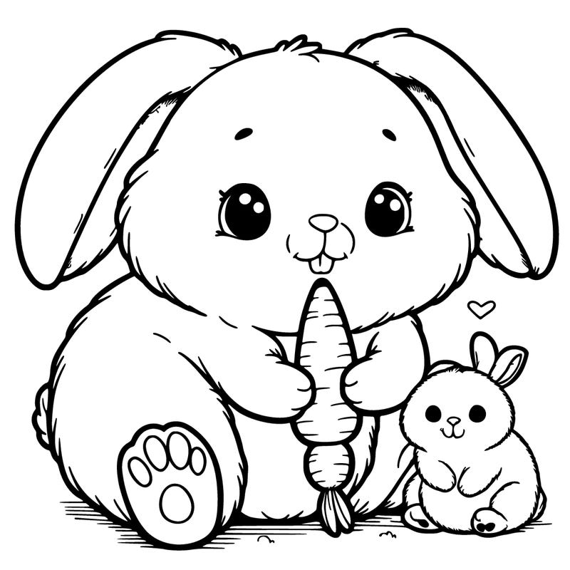 a big fluffy bunny eating a carrot