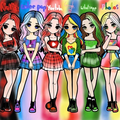 a group of girls realistic