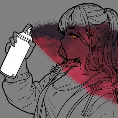 a realistic girl spray, painting