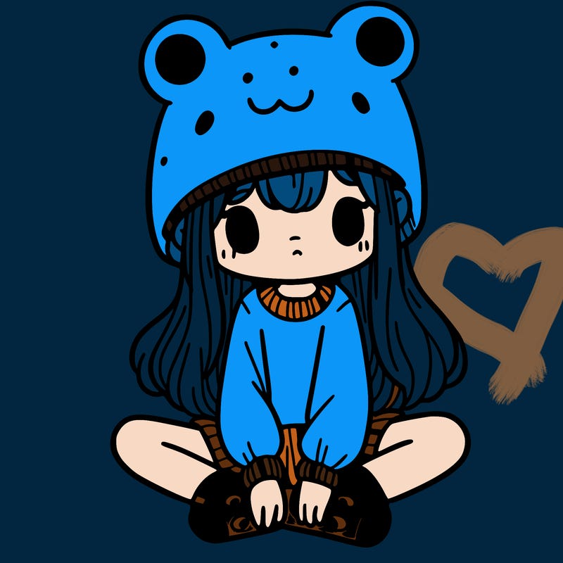 a girl wearing a frog hat and some frog socks