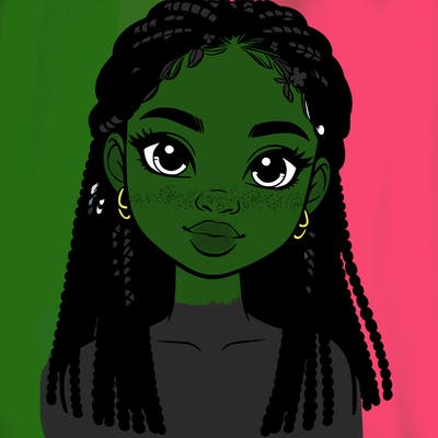 a realistic black girl with braids