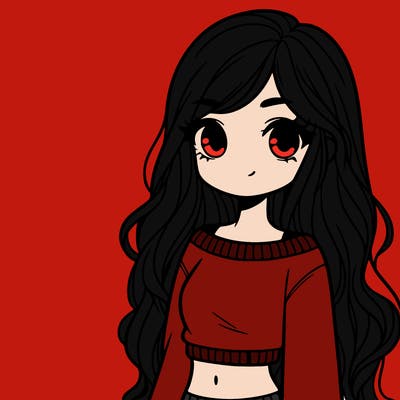 girl with long hair and a crop top with a sweater