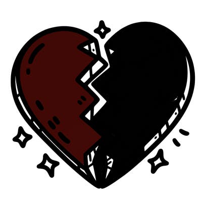 split in half heart