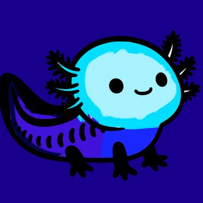 a axolotl with no body and with black legs