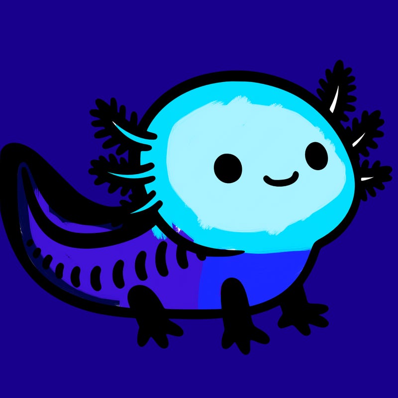 a axolotl with no body and with black legs