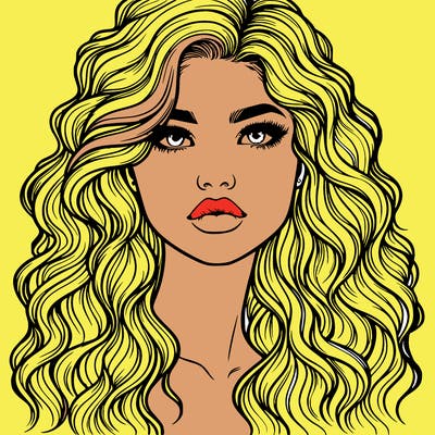 realistic girl with wavy hair and lips