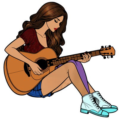 realistic woman play guitar