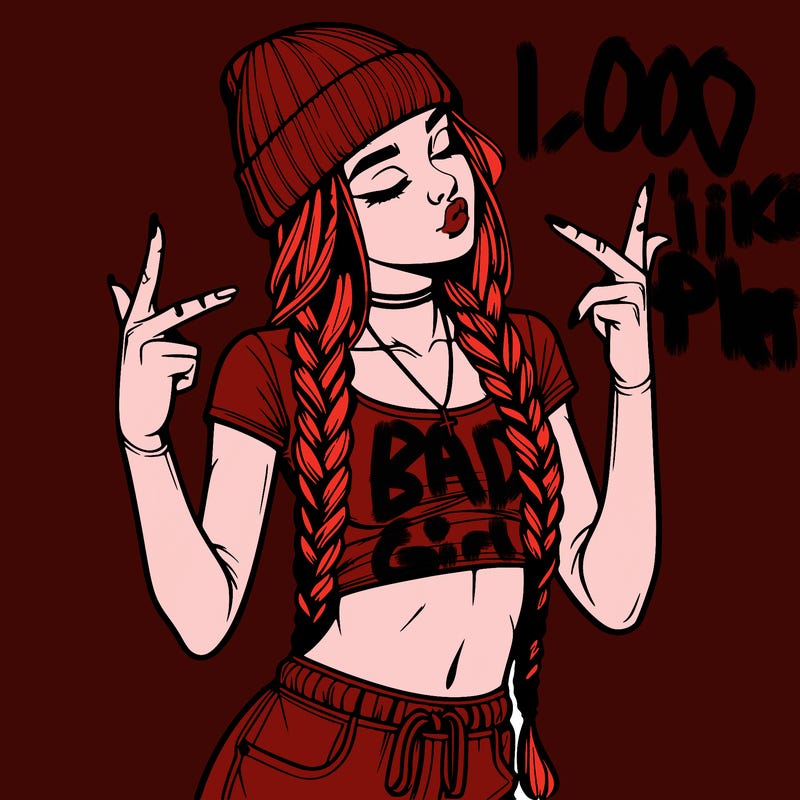 realistic teenage girl with braids and a beanie and crop top doing 🫶🏼