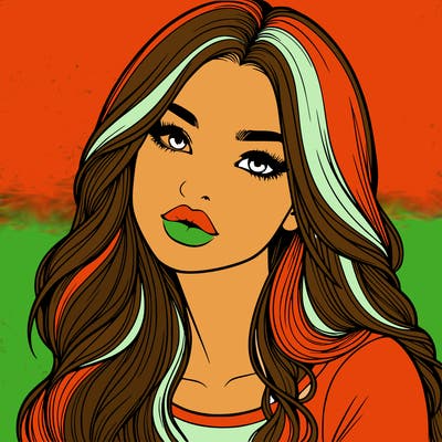 realistic girl with hair on her hair and lips