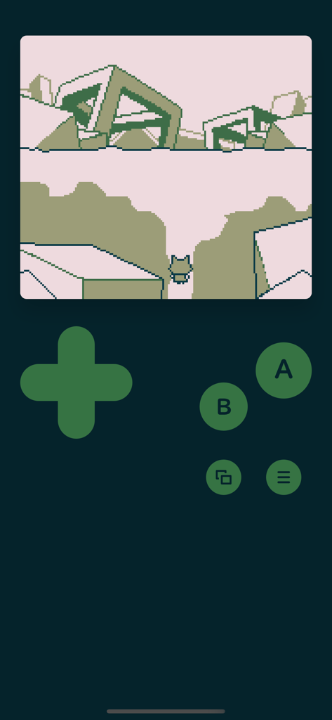 Neko Can Dream - Retro 8-bit handheld console interface showing a cat character in a surreal pixel art dream world
