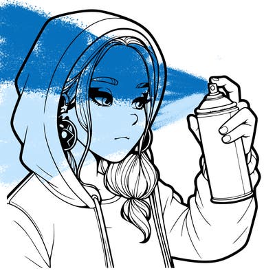 a realistic girl, spray painting