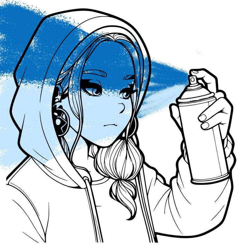 a realistic girl, spray painting