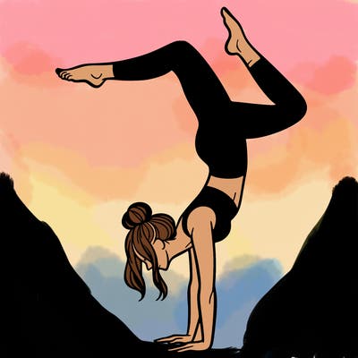 a woman doing a handstand