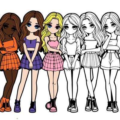 a group of girls realistic