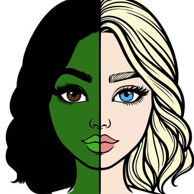 realistic girl split half