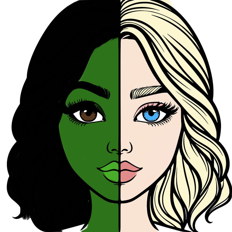 realistic girl split half