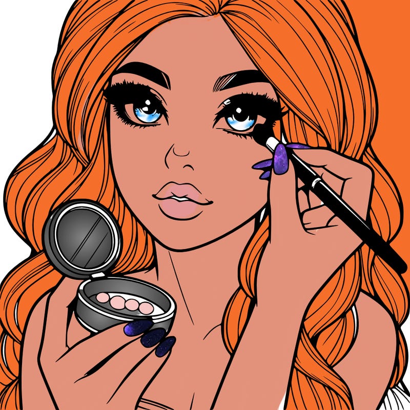 realistic girl doing makeup