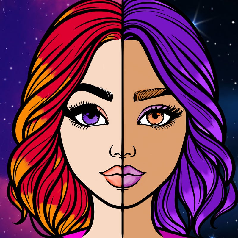 realistic girl split half