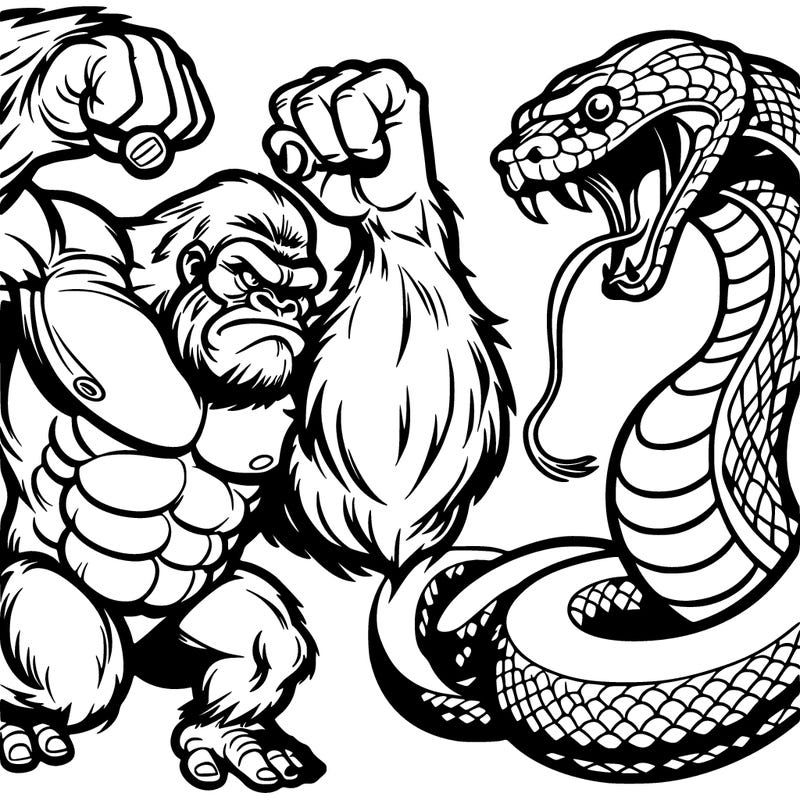 king kong with a giant python battling
