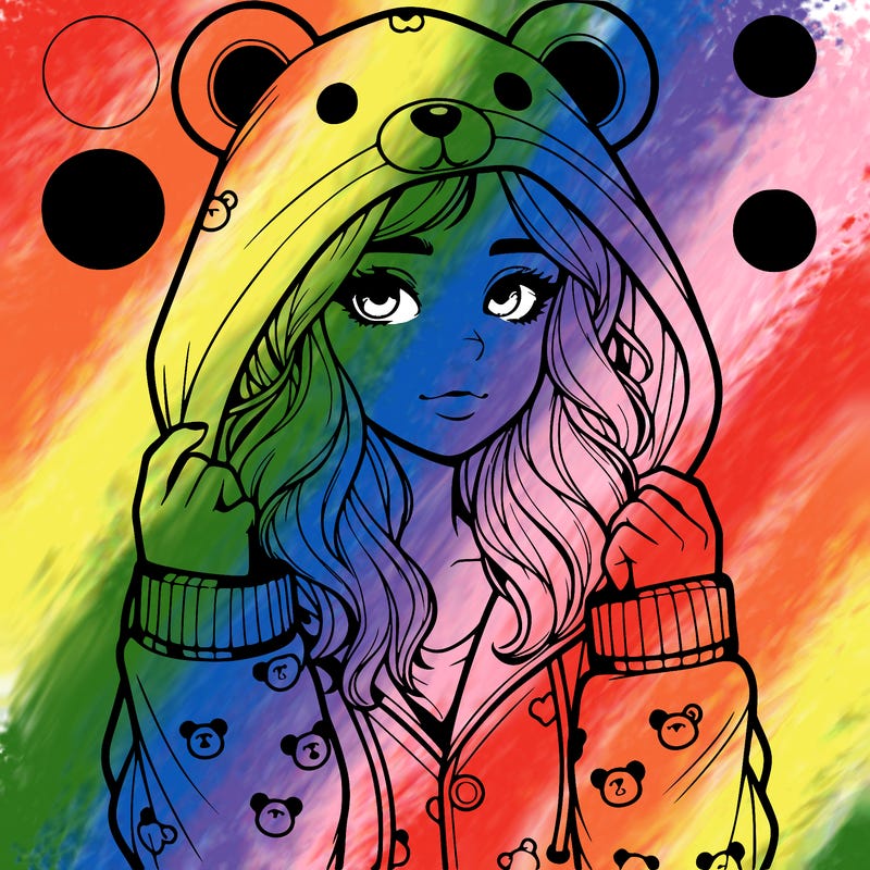 realistic girl in a animal pjs hoodie