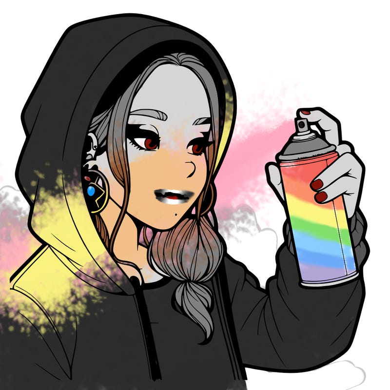 a realistic girl, spray painting