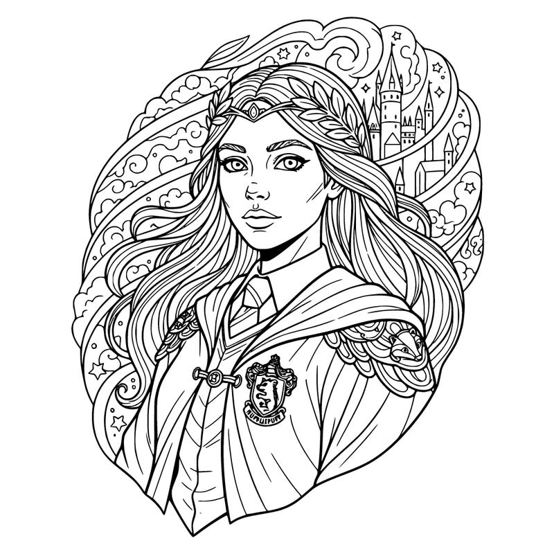 godess girl from hogwarts hufflepuff head to shoulders