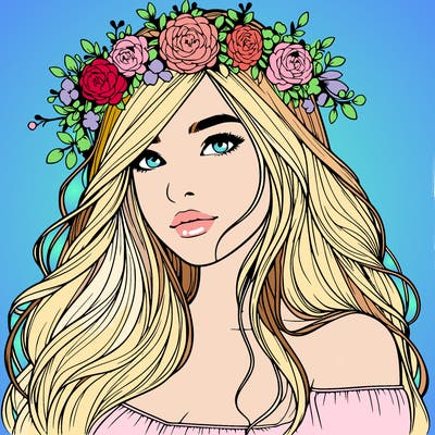 realistic girl with flower crown