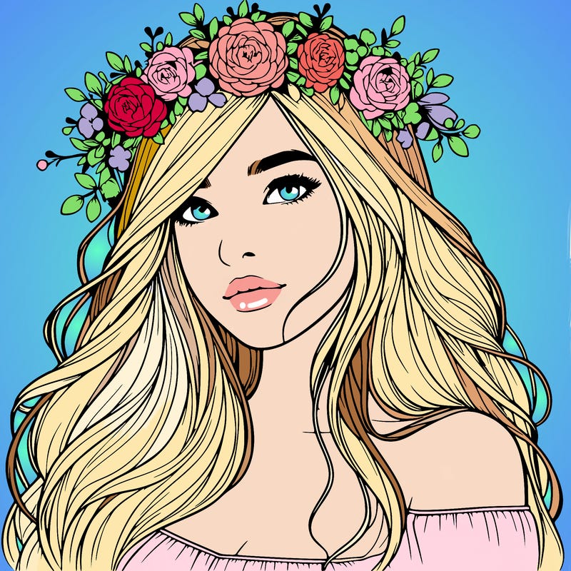 realistic girl with flower crown
