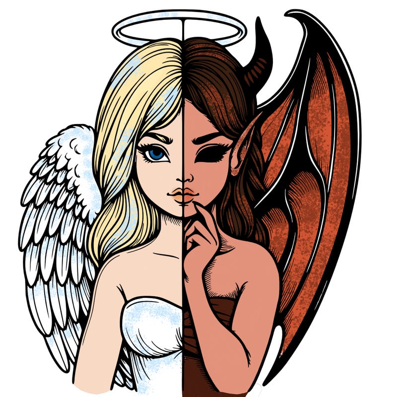 realistic angel half demon