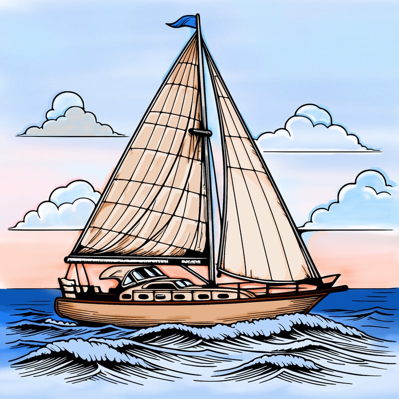 a sailboat sailing in the ocean, realistic style