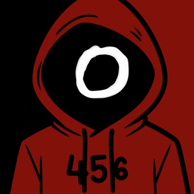 a person with non face waering a hoodie with a 456 symbol