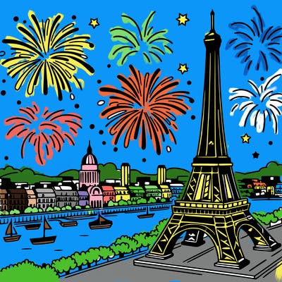 tour eiffel with fireworks