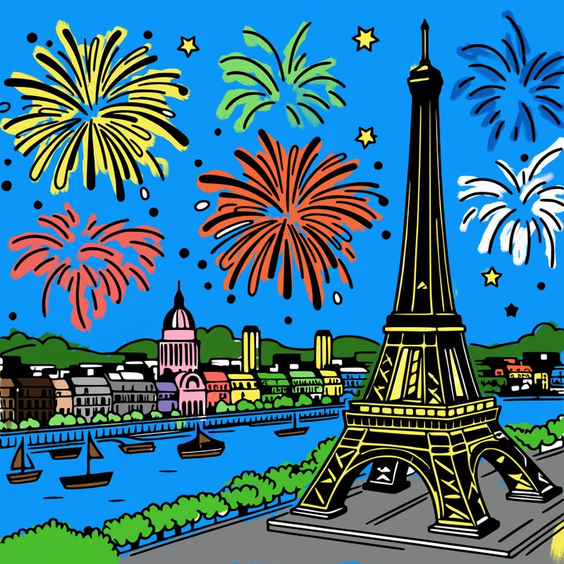 tour eiffel with fireworks